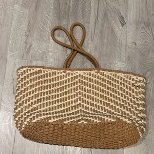 Woven Tan and Cream Tote Bag